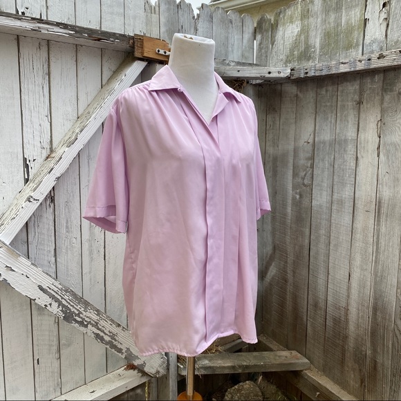 1980’s purple lilac silk like blouse top shirt - Picture 1 of 8